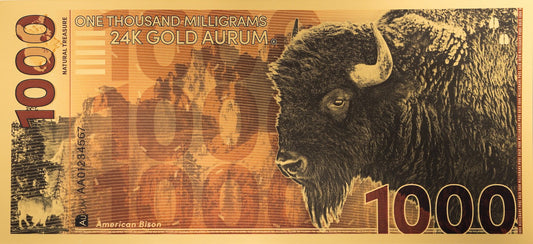 American Bison Aurum® 1000mg (One Gram) 24k Gold Note