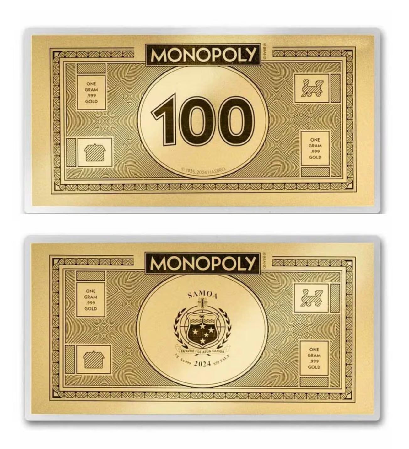 PAMP 1g Gold Monopoly Currency Note