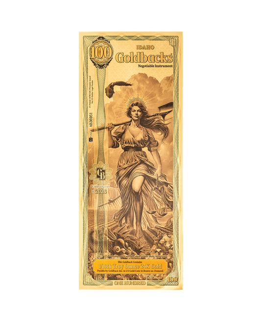100 Idaho Goldback - Alpha Edition (α) | Aurum Gold Foil Note (24k)