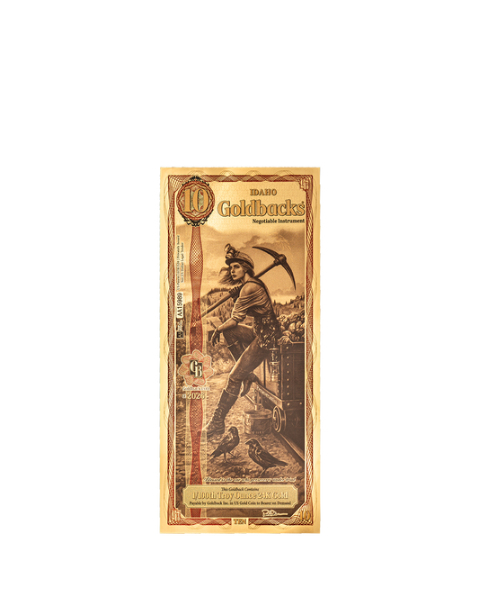 10 Idaho Goldback - Alpha Edition (α) | Aurum Gold Foil Note (24k)