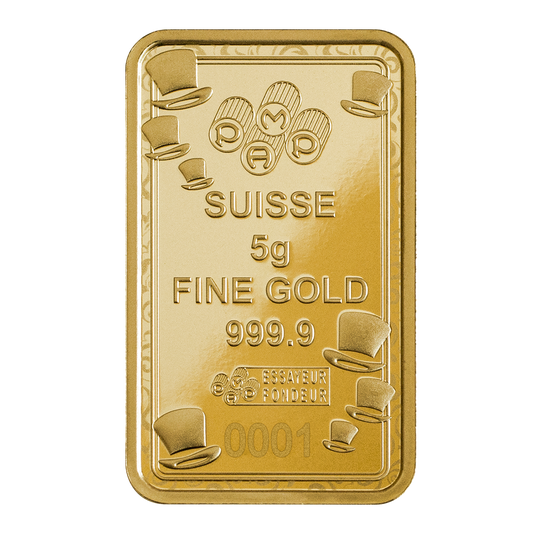 Willy Wonka® - 5g Pure Gold Bar PAMP (Golden Ticket)