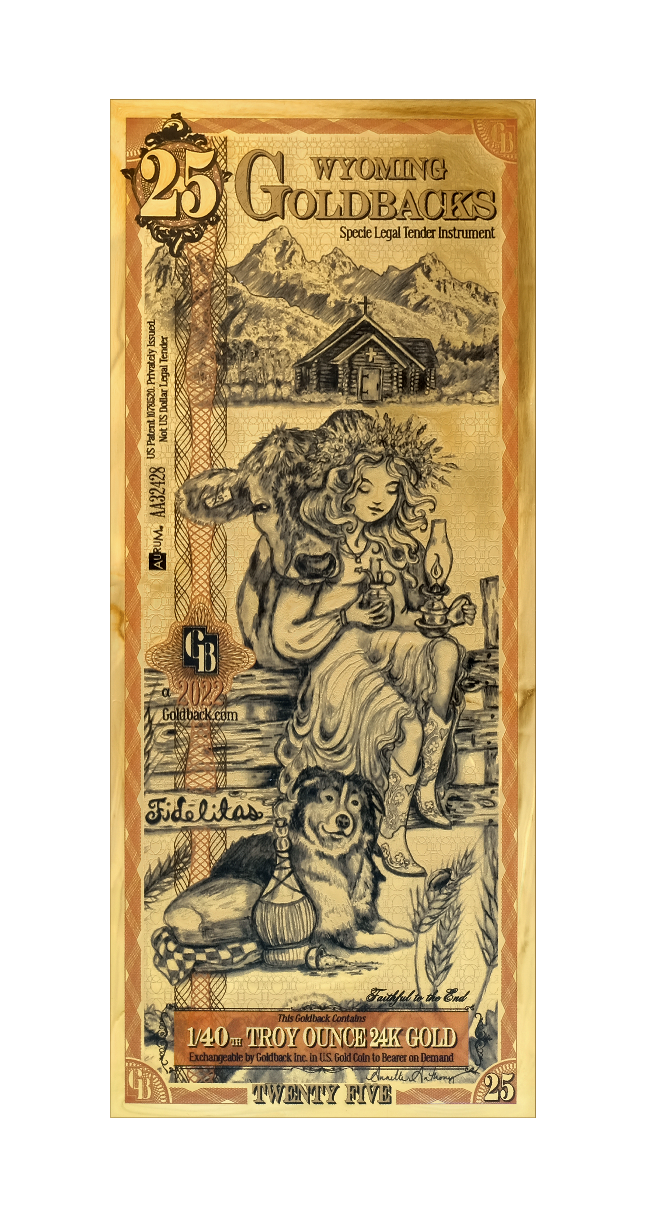 25 Wyoming Goldback | Aurum Gold Foil Note (24k)
