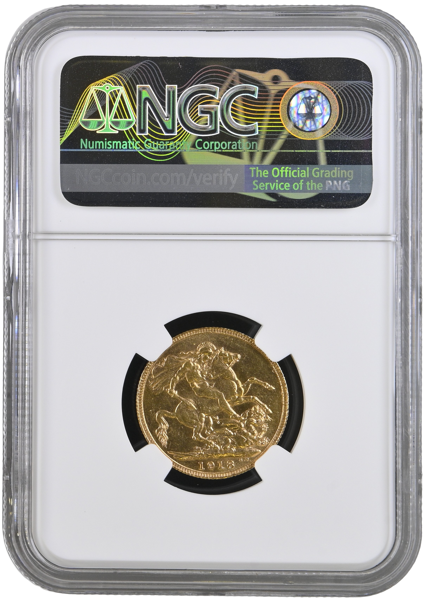 MS61 NGC | 1918 Gold Sovereign Coin - George V - Rare: Perth Mint