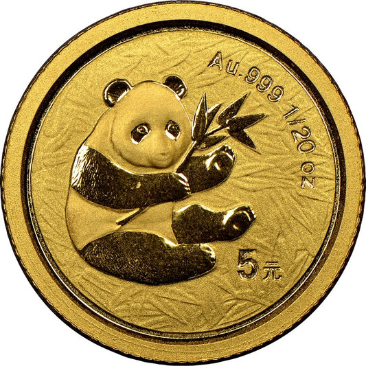 2000 5 Yuan 1/20 oz Gold Panda Coin - Small Date [BU]