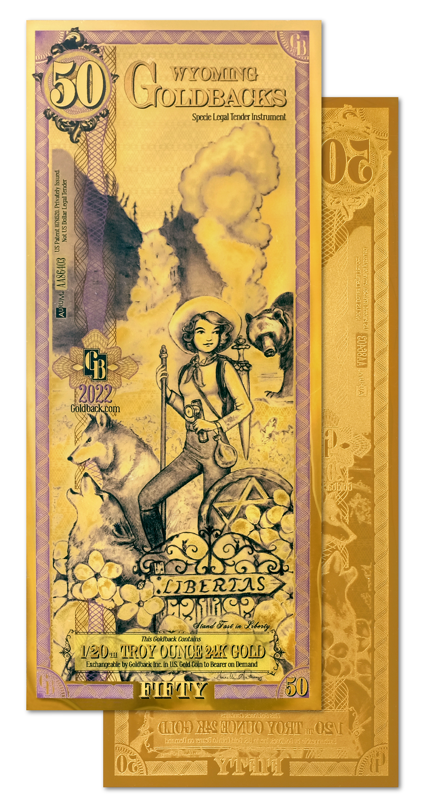 50 Wyoming Goldback | Aurum Gold Foil Note (24k)