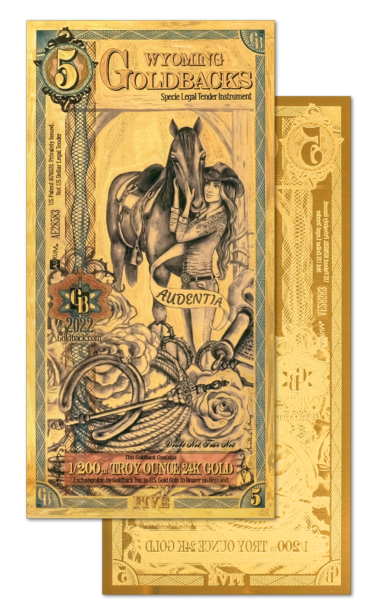 5 Wyoming Goldback | Aurum Gold Foil Note (24k)