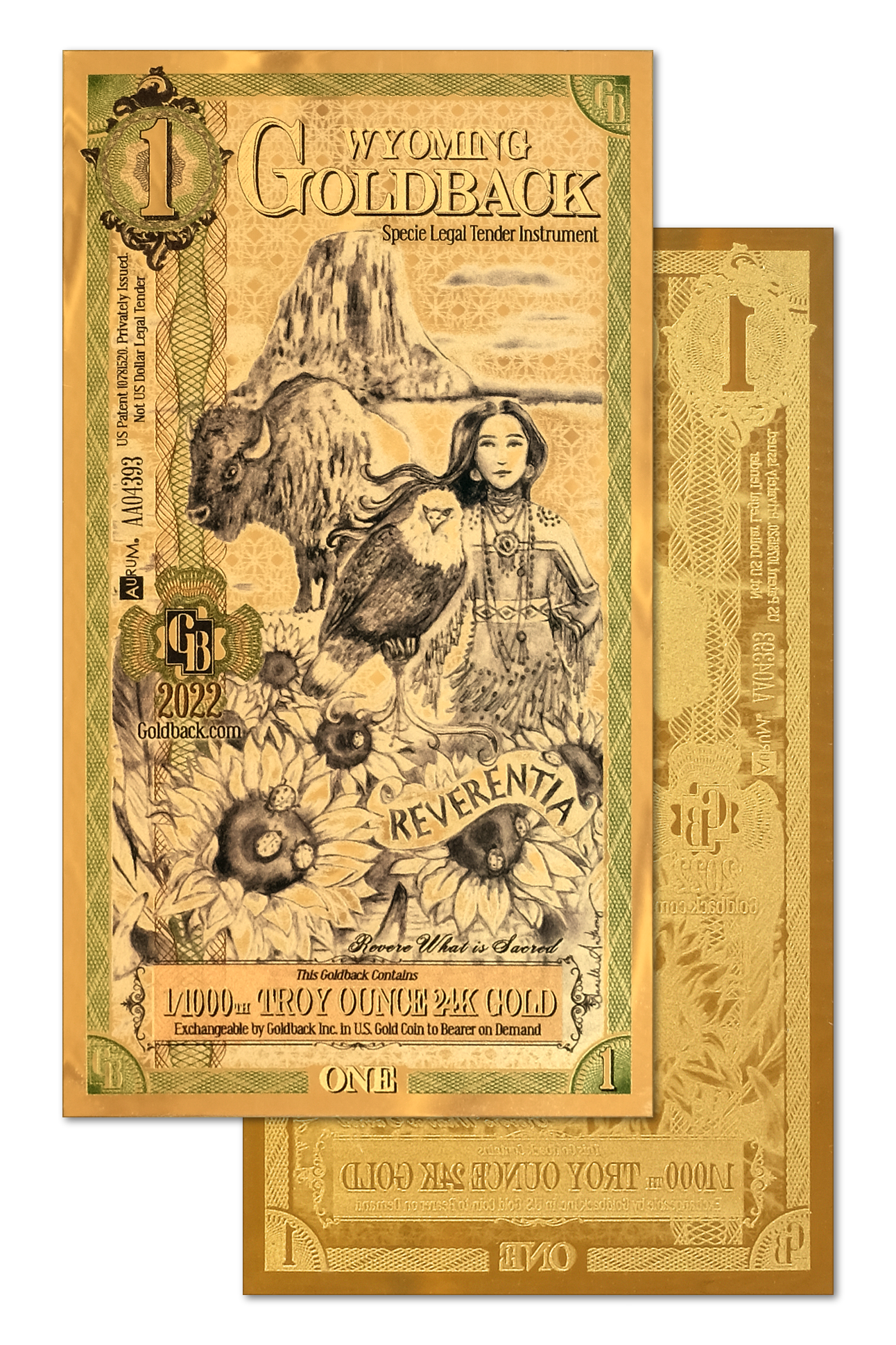 1 Wyoming Goldback | Aurum Gold Foil Note (24k)