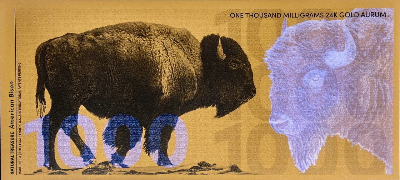 American Bison Aurum® 1000mg (One Gram) 24k Gold Note