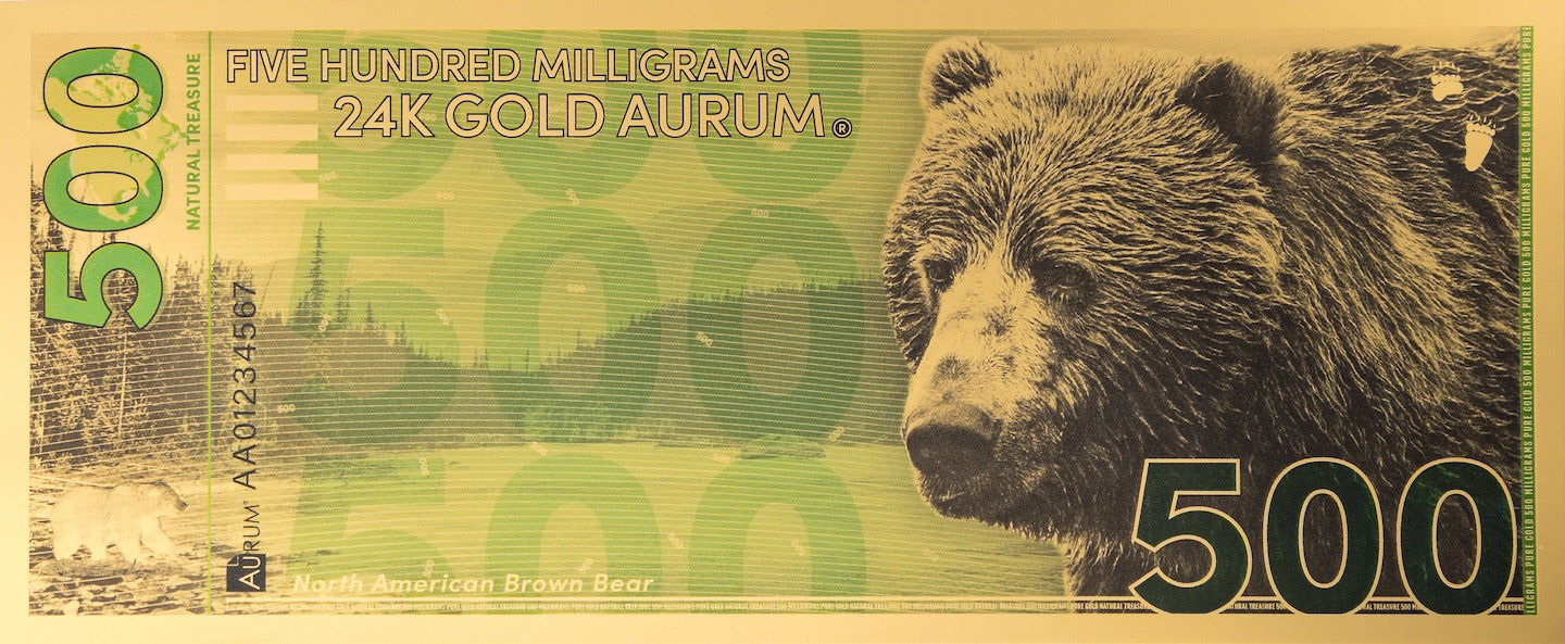 Brown Bear Aurum® 500mg 24k Gold Note