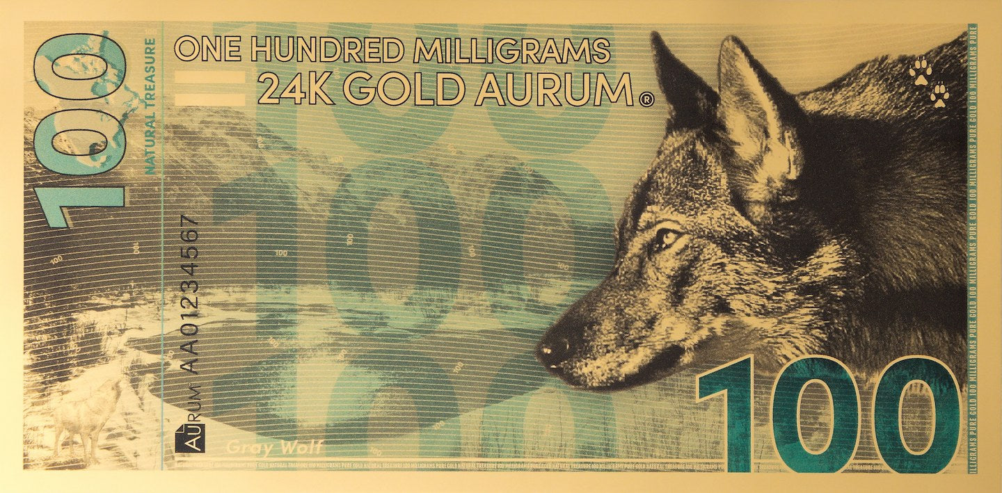 Gray Wolf Aurum® 100mg 24k Gold Note