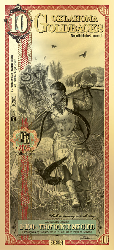 10 Oklahoma Goldback | Aurum Gold Foil Note (24k)