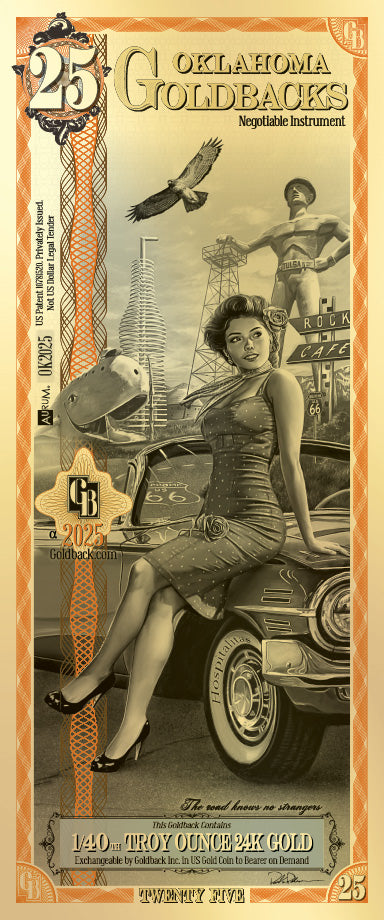 25 Oklahoma Goldback | Aurum Gold Foil Note (24k)