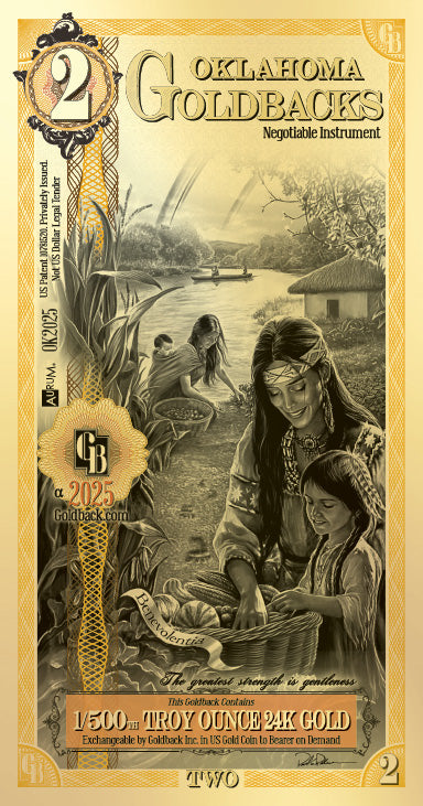 2 Oklahoma Goldback | Aurum Gold Foil Note (24k)