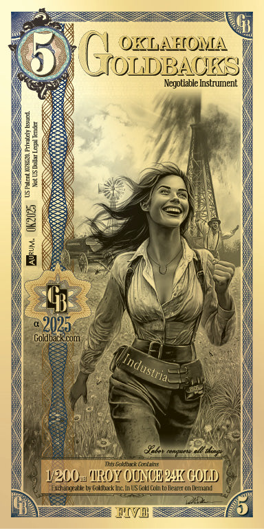 5 Oklahoma Goldback | Aurum Gold Foil Note (24k)