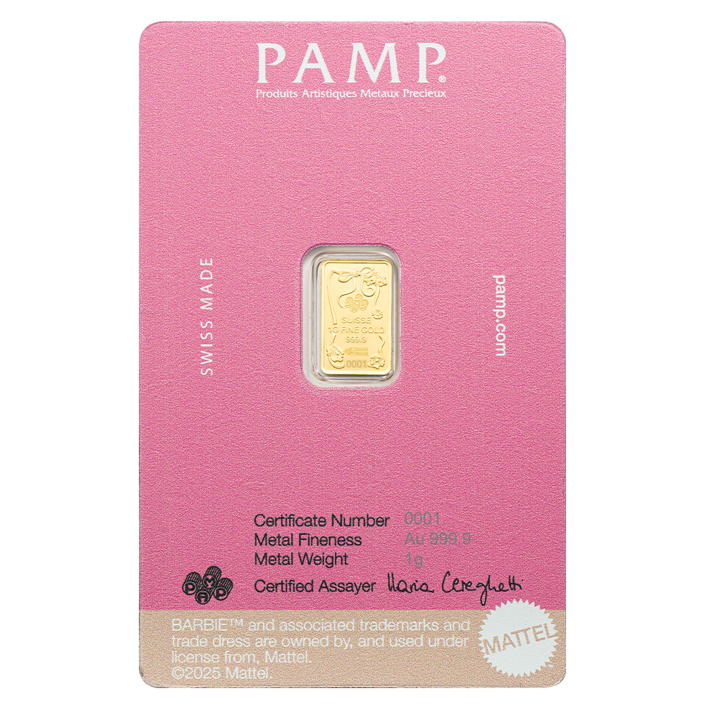 PAMP Suisse 2025 1g Gold Bar Barbie Edition