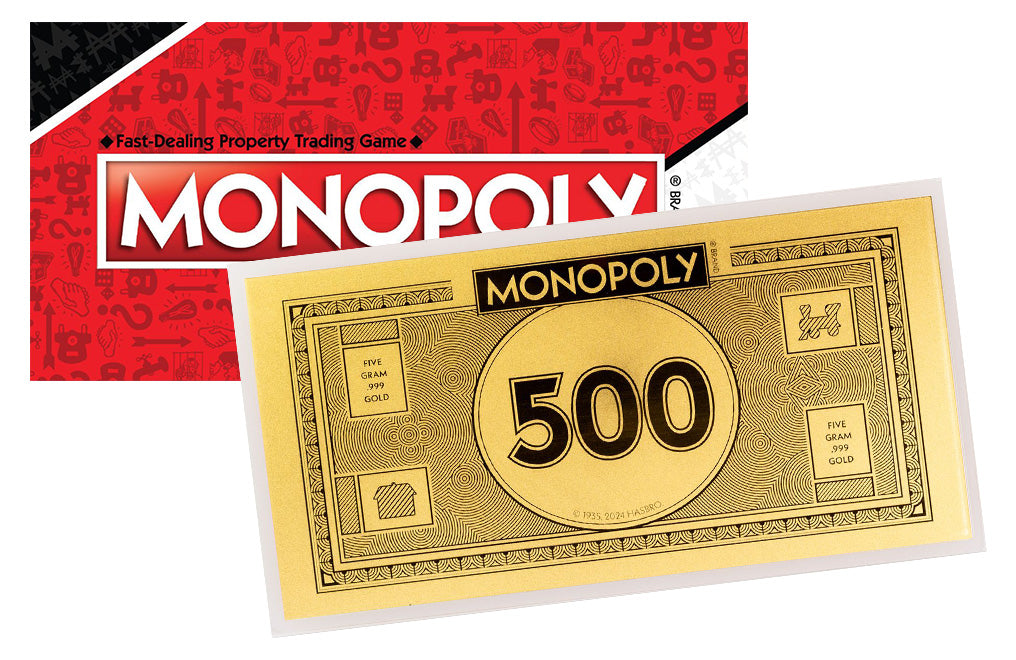 2024 Samoa Monopoly Currency Set - 5g Gold, 1g Gold, 5g Silver Notes & Royal Mint 50p Proof Coin