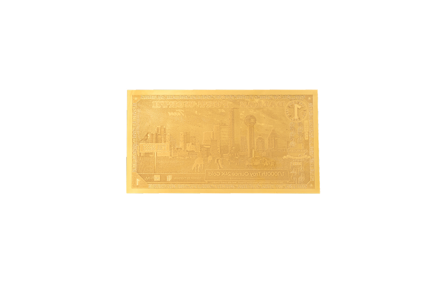 1 Dallas Fort Worth Texas Goldback | Aurum Gold Foil Note (24k)