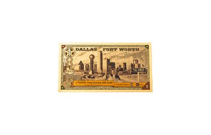 1 Dallas Fort Worth Texas Goldback | Aurum Gold Foil Note (24k)
