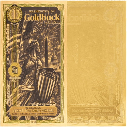 1 Washington D.C. Goldback | Aurum Gold Foil Note (24k)
