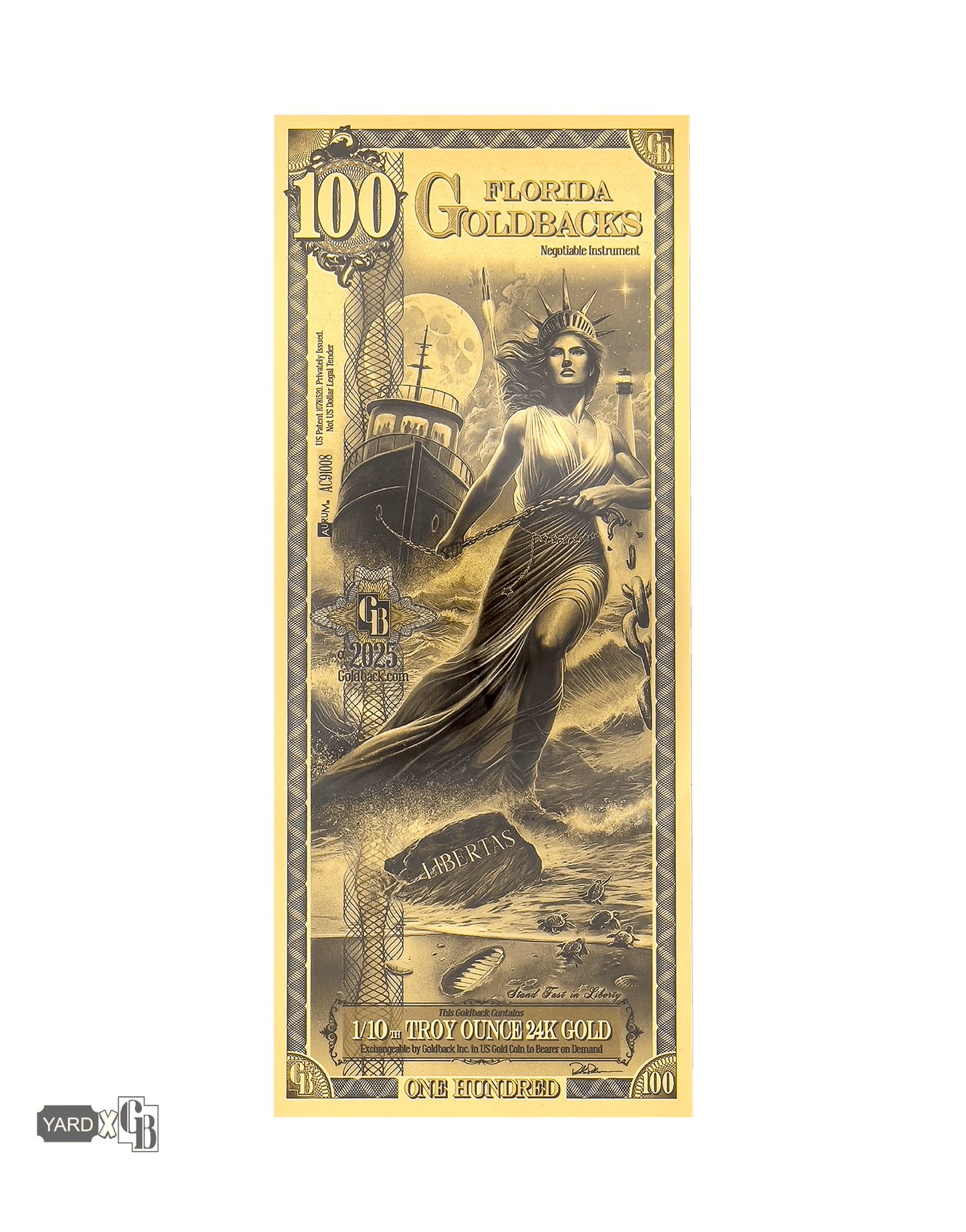 100 Florida Goldback | Aurum Gold Foil Note (24k)