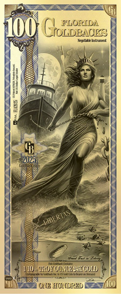 100 Florida Goldback | Aurum Gold Foil Note (24k)