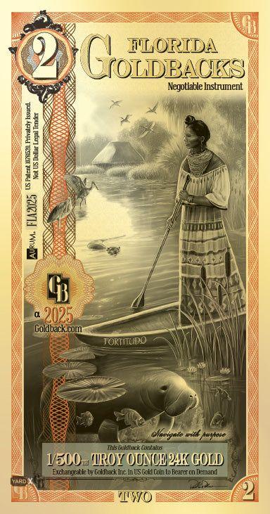 2 Florida Goldback | Aurum Gold Foil Note (24k)