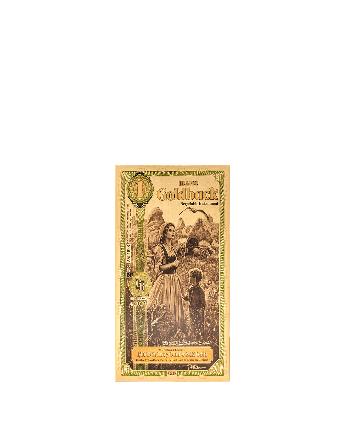 1 Idaho Goldback - Alpha Edition (α) | Aurum Gold Foil Note (24k)