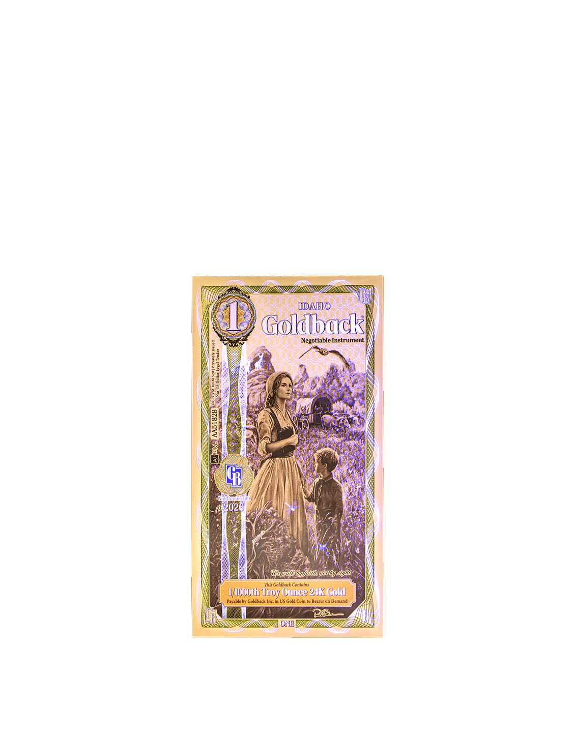 1 Idaho Goldback - Alpha Edition (α) | Aurum Gold Foil Note (24k)