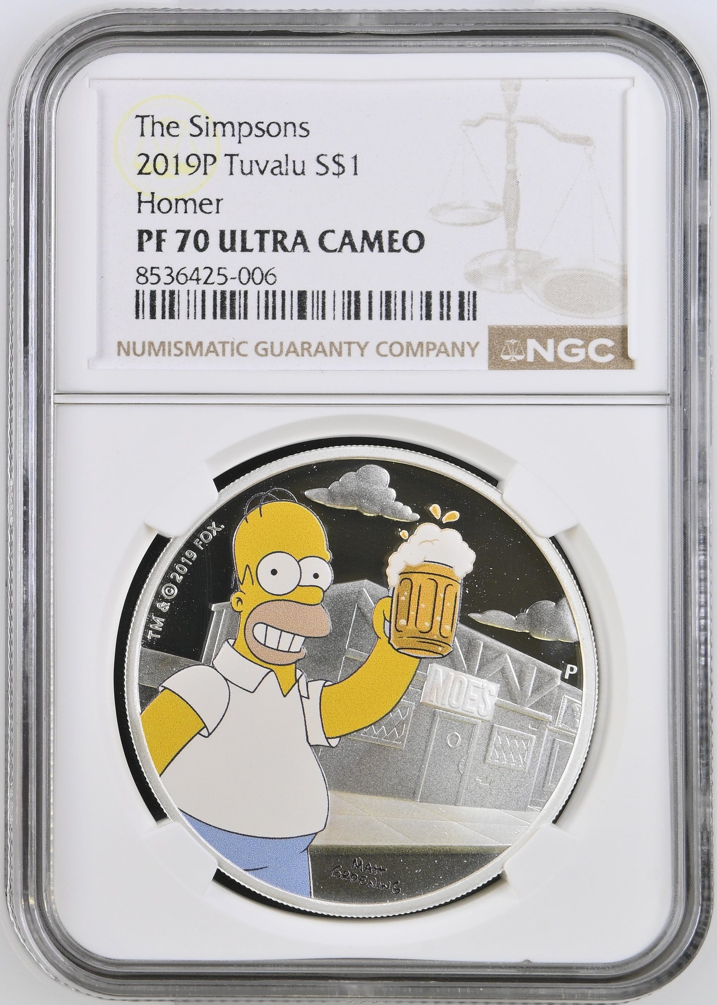 2019 The Simpsons™ – Homer Simpson 1oz Silver Proof Coin [NGC PF70]