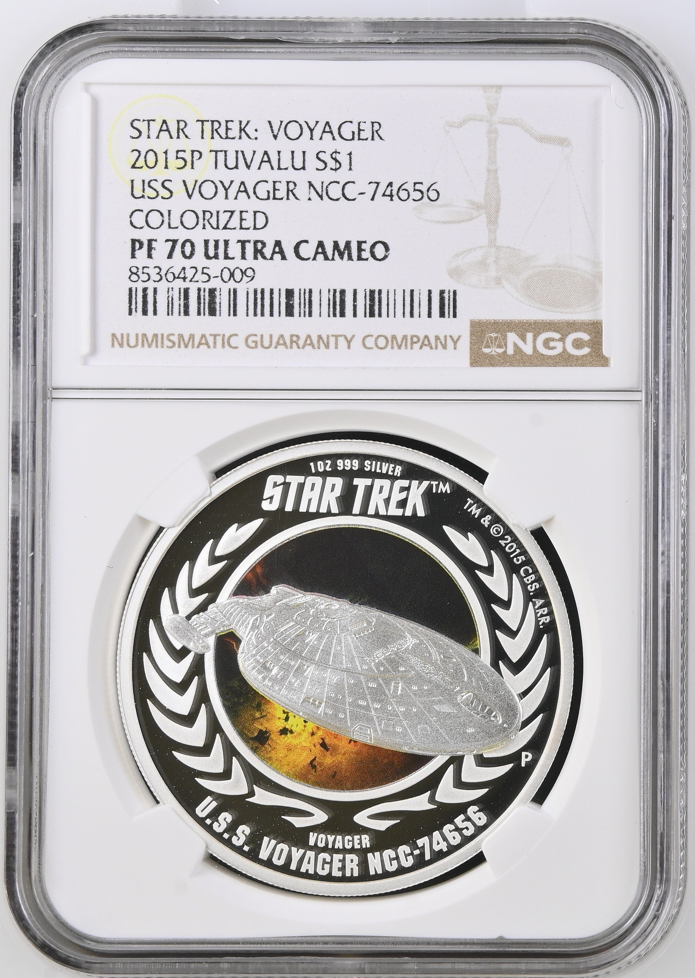 ＃ 2015 1オンス ツバル 銀貨 純度99.9% 2015 Star Trek™ – Voyager 1oz Silver Proof Coin [NGC PF 70] – The