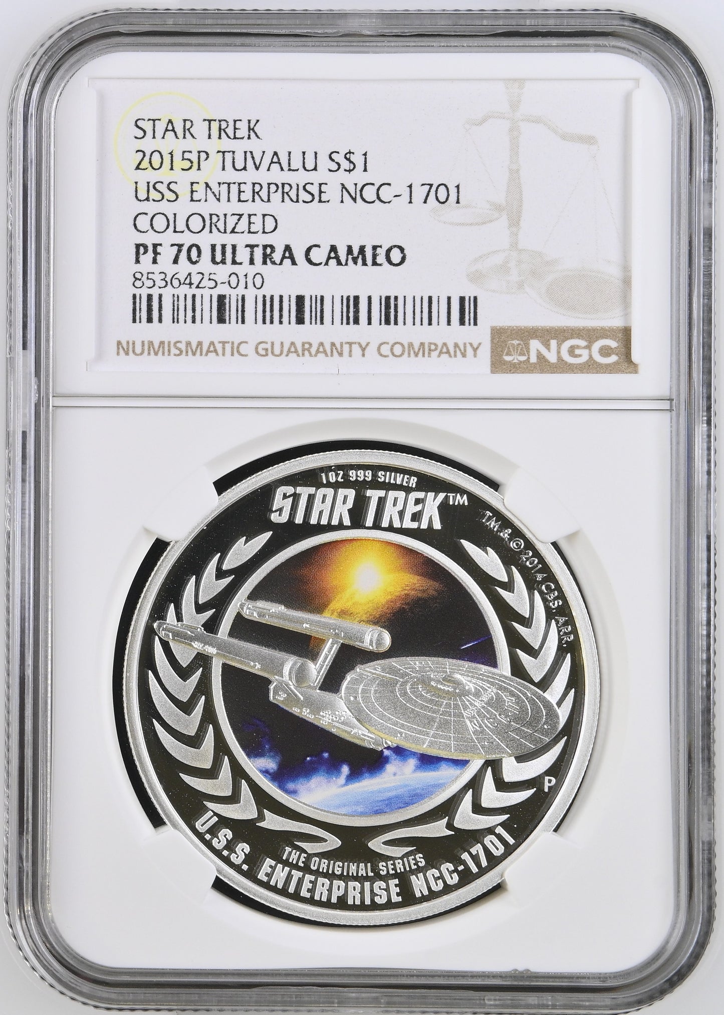 2015 Star Trek™ – USS Enterprise NCC-1701 1oz Silver Proof Coin [NGC PF 70]
