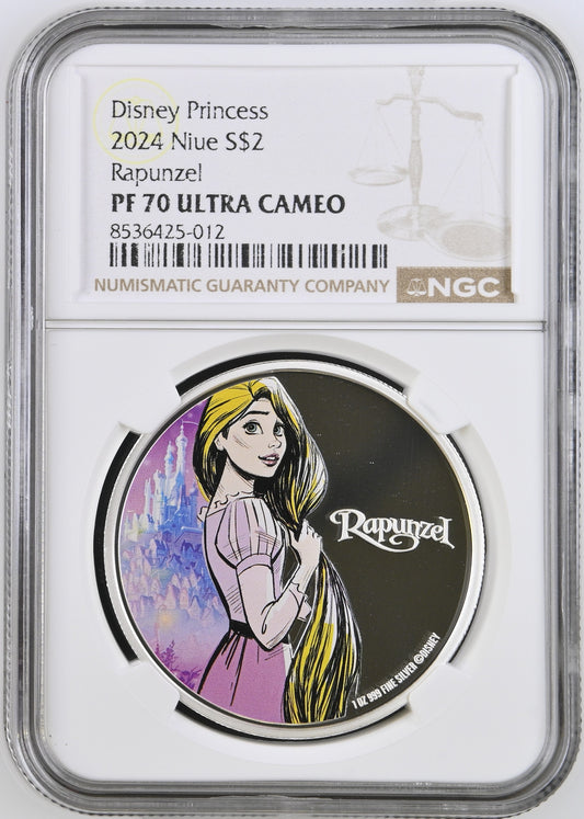 2024 Niue Disney Princess Rapunzel 1 oz Silver Proof Coin [NGC PR70]