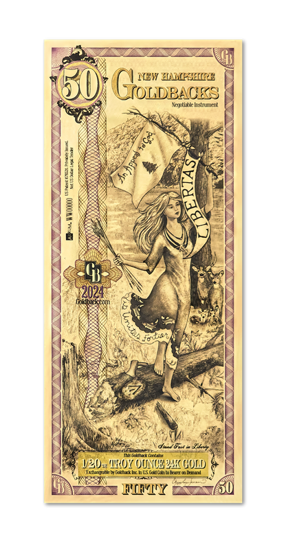 50 New Hampshire Goldback | Aurum Gold Foil Note (24k)
