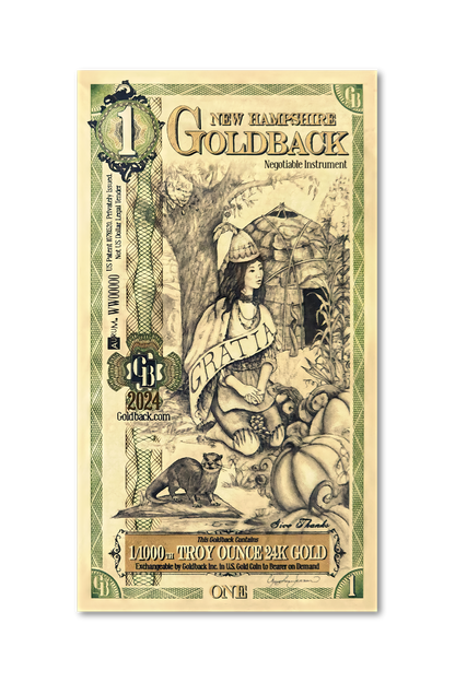 1 New Hampshire Goldback | Aurum Gold Foil Note (24k)