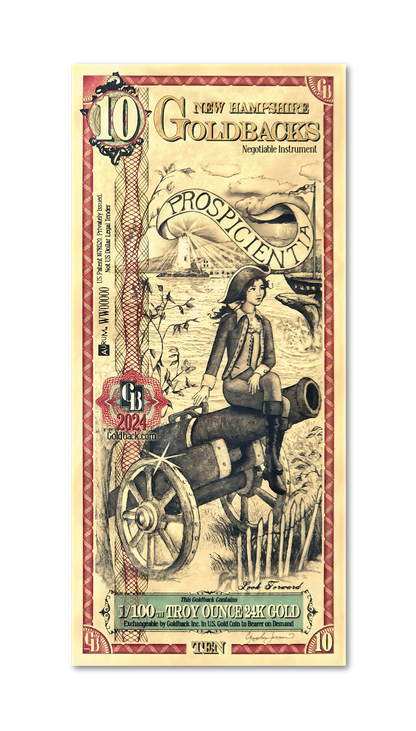 10 New Hampshire Goldback | Aurum Gold Foil Note (24k)