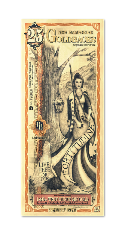 25 New Hampshire Goldback | Aurum Gold Foil Note (24k)