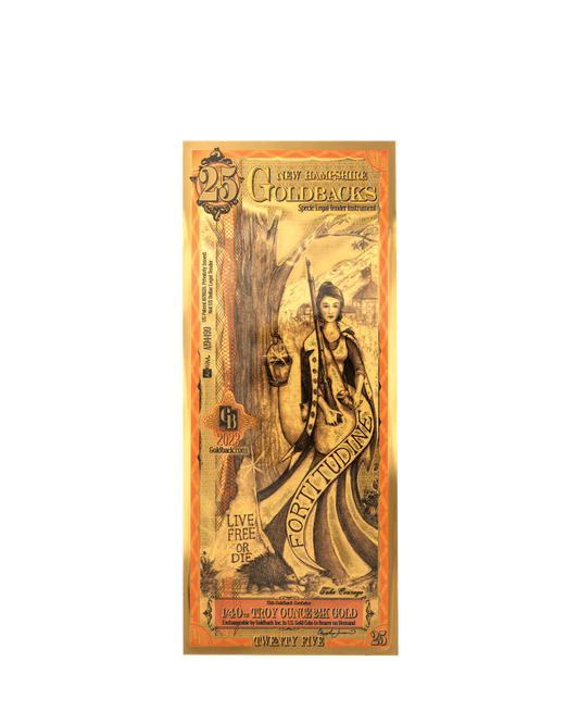 25 New Hampshire Goldback | Aurum Gold Foil Note (24k)