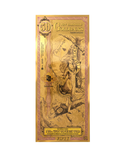50 New Hampshire Goldback | Aurum Gold Foil Note (24k)