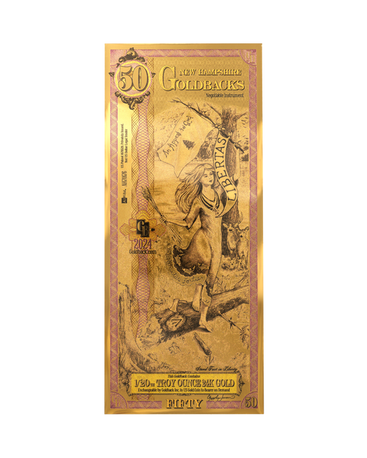 50 New Hampshire Goldback | Aurum Gold Foil Note (24k)