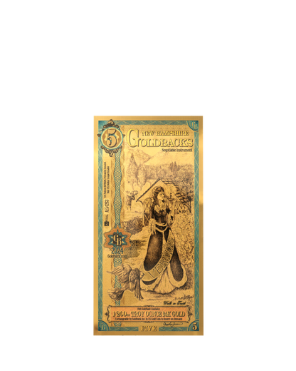 5 New Hampshire Goldback | Aurum Gold Foil Note (24k)
