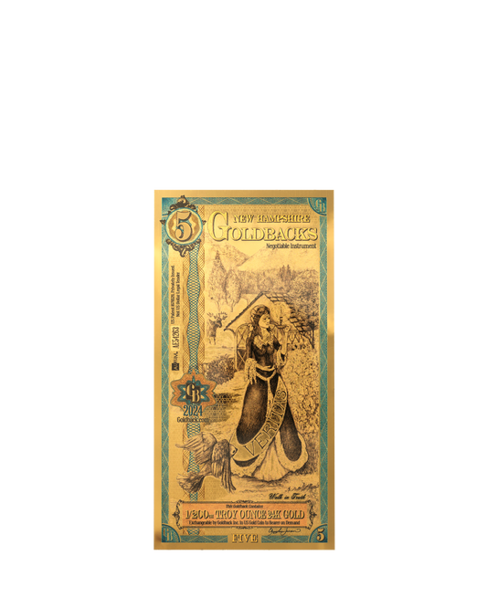 5 New Hampshire Goldback | Aurum Gold Foil Note (24k)