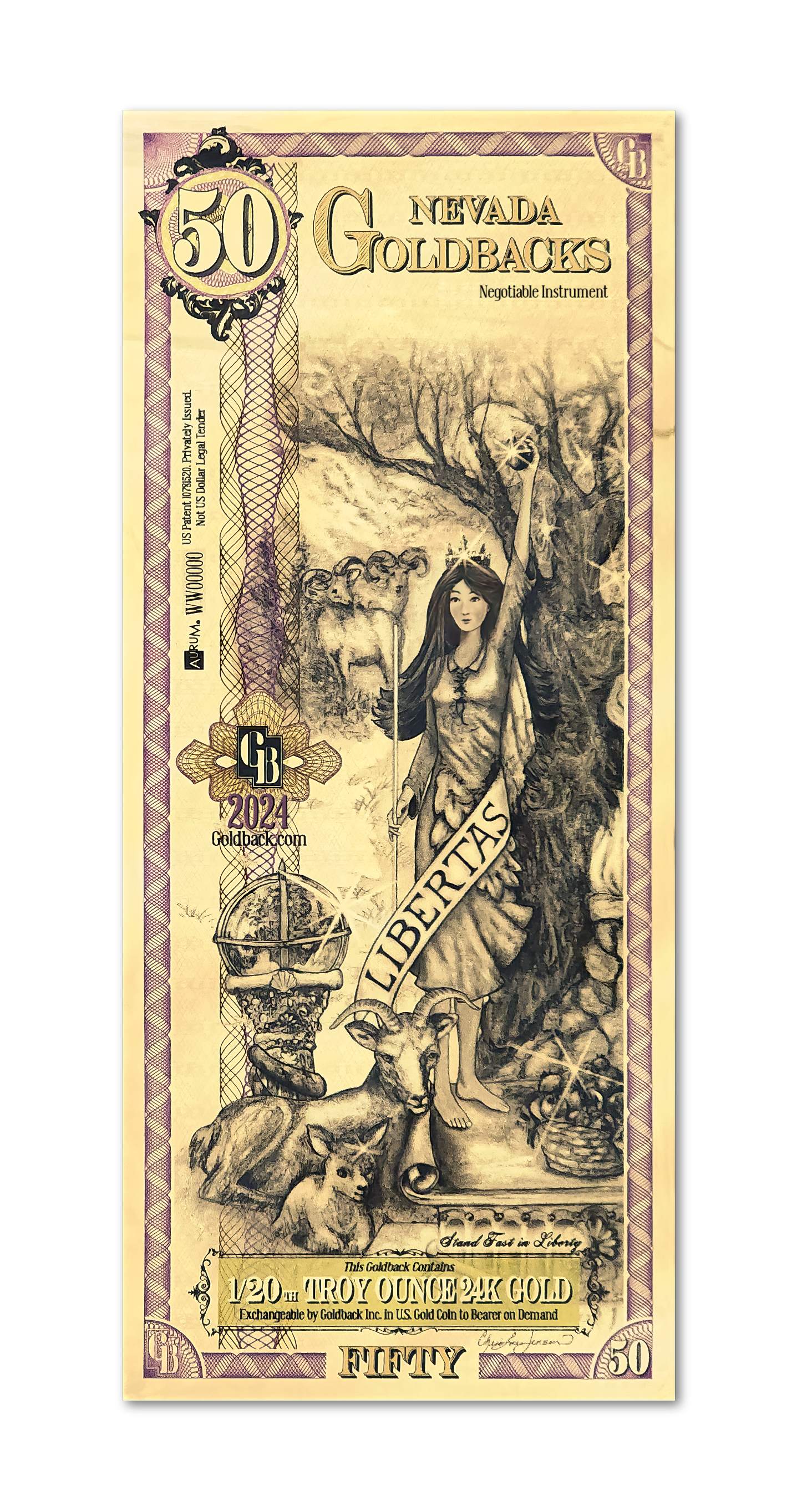 50 Nevada Goldback | Aurum Gold Foil Note (24k)