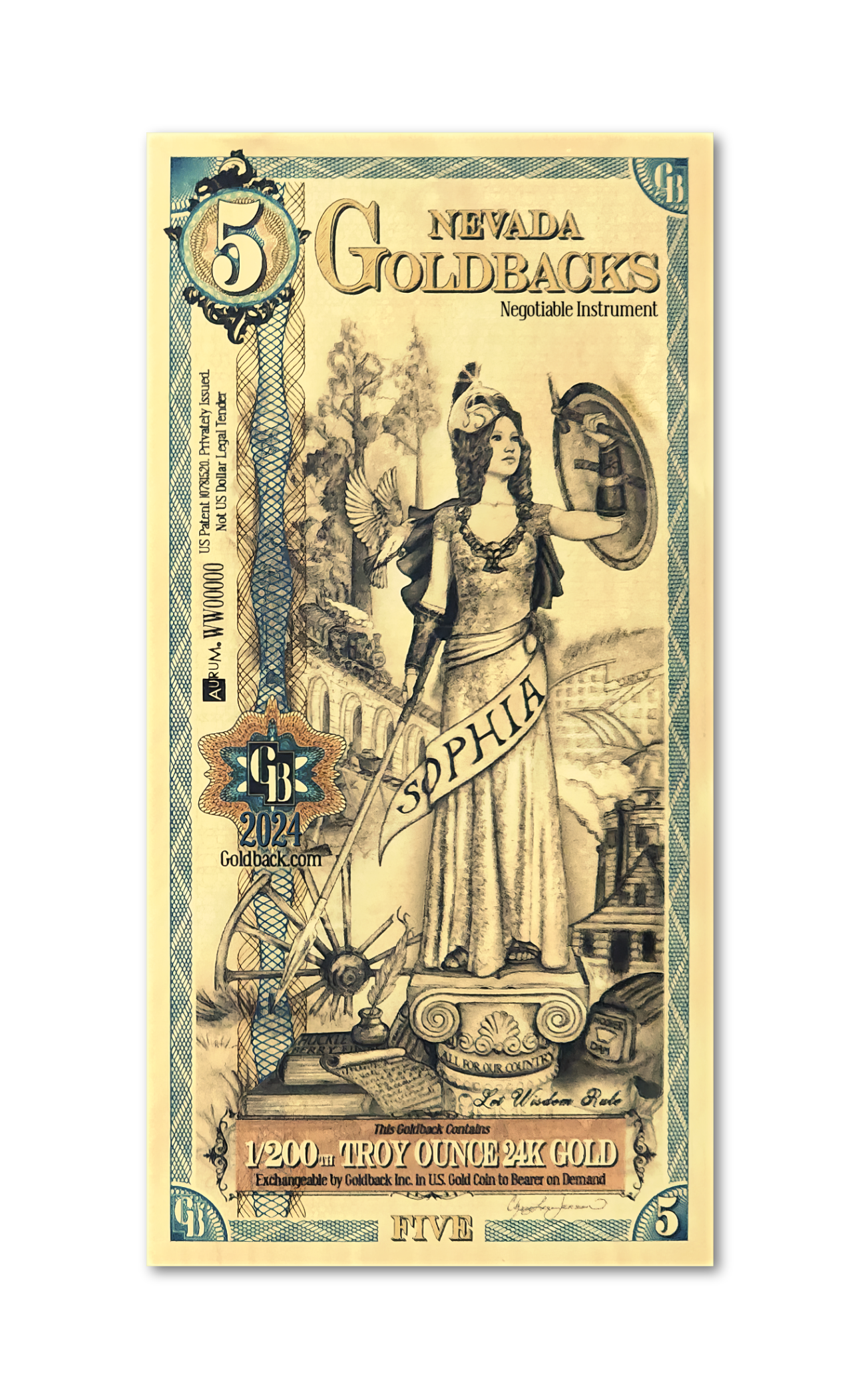 5 Nevada Goldback | Aurum Gold Foil Note (24k)