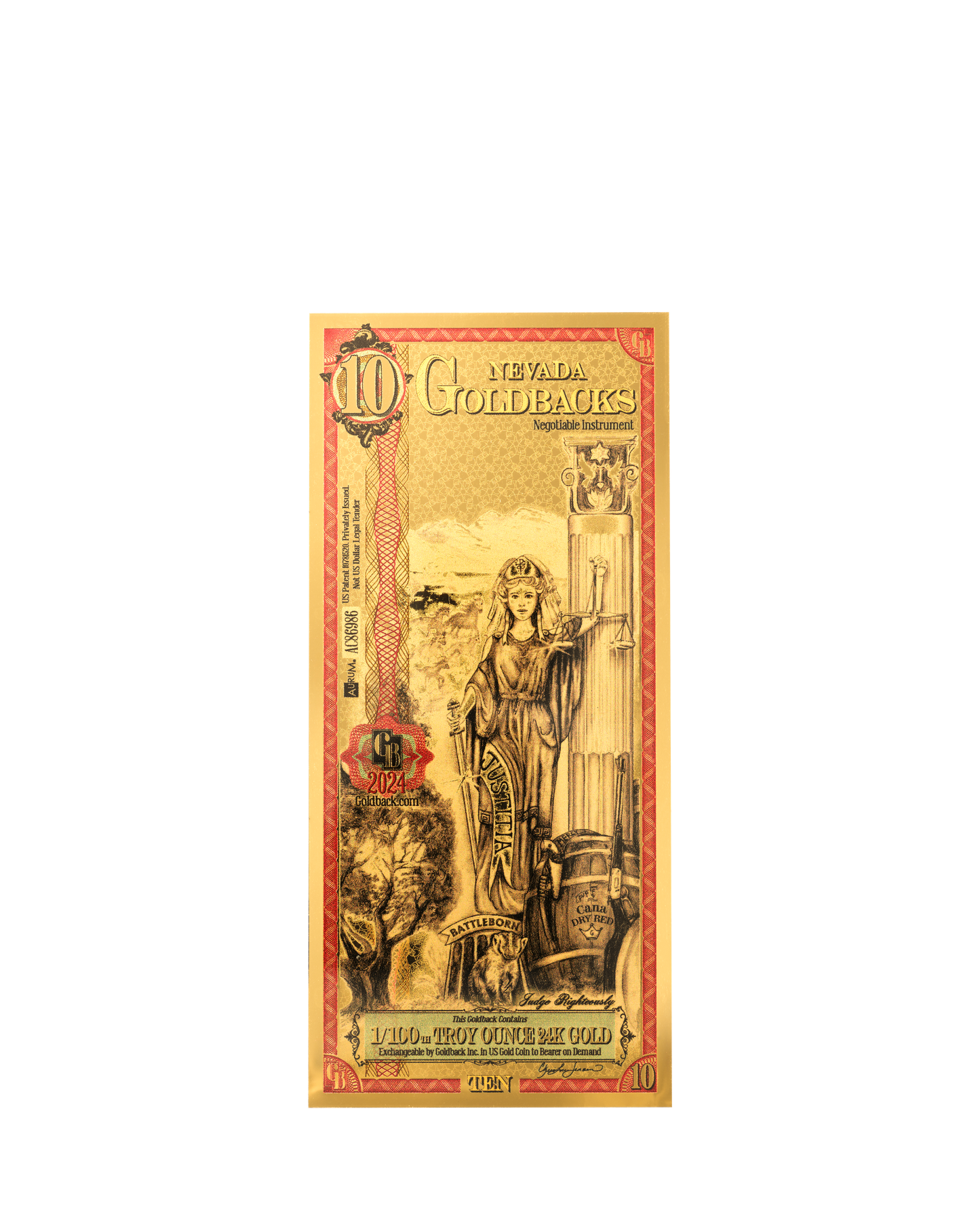 10 Nevada Goldback | Aurum Gold Foil Note (24k)