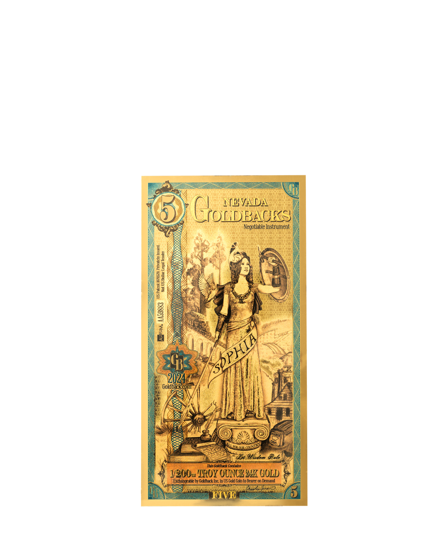 5 Nevada Goldback | Aurum Gold Foil Note (24k)