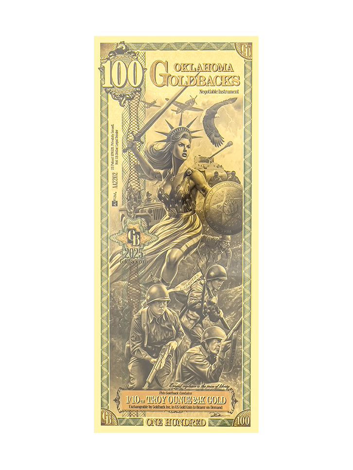 100 Oklahoma Goldback | Aurum Gold Foil Note (24k)