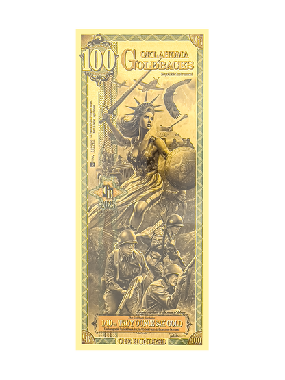 100 Oklahoma Goldback | Aurum Gold Foil Note (24k)