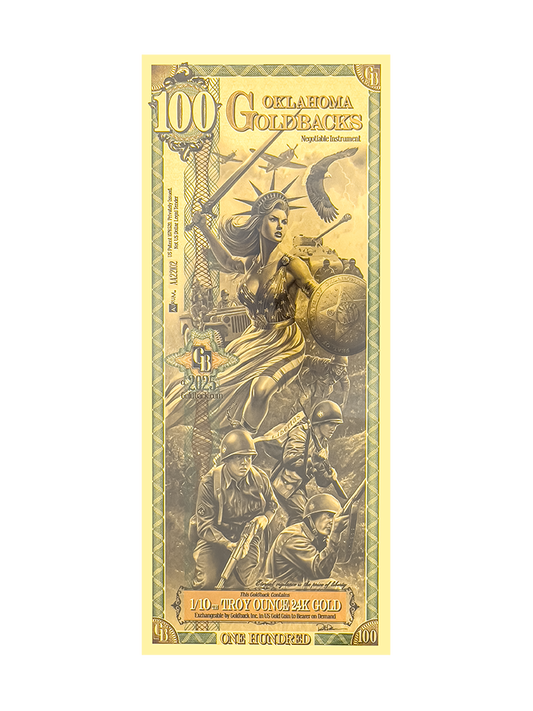 100 Oklahoma Goldback | Aurum Gold Foil Note (24k)