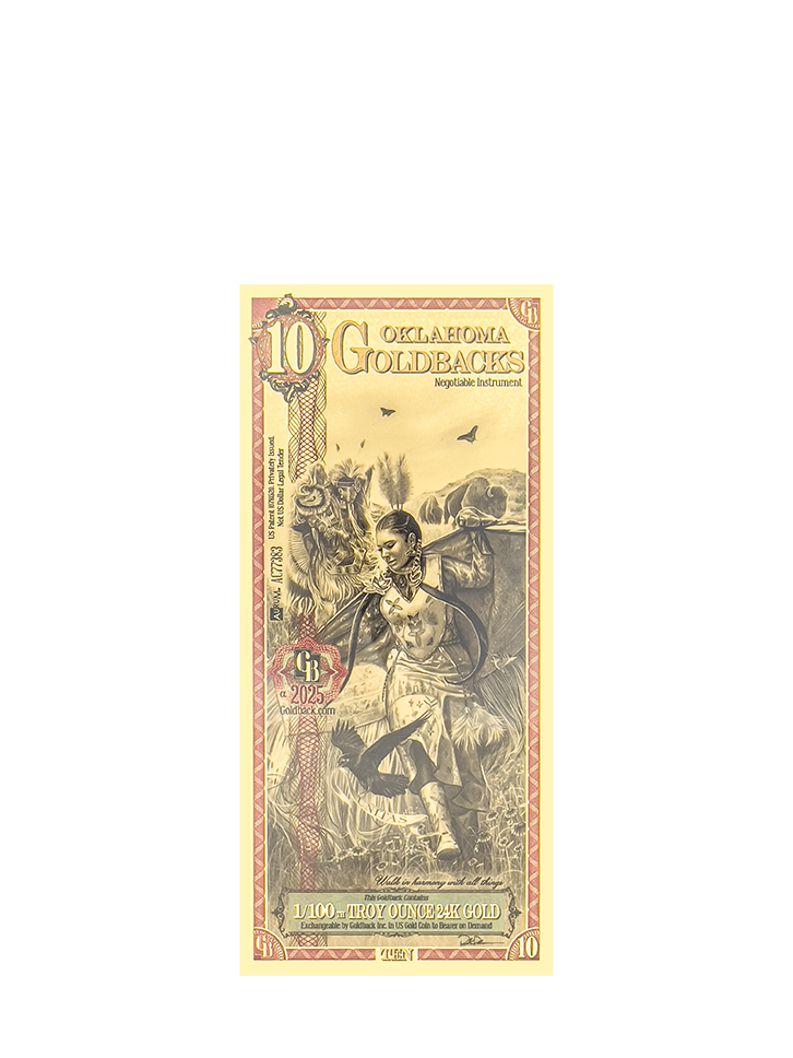 10 Oklahoma Goldback | Aurum Gold Foil Note (24k)