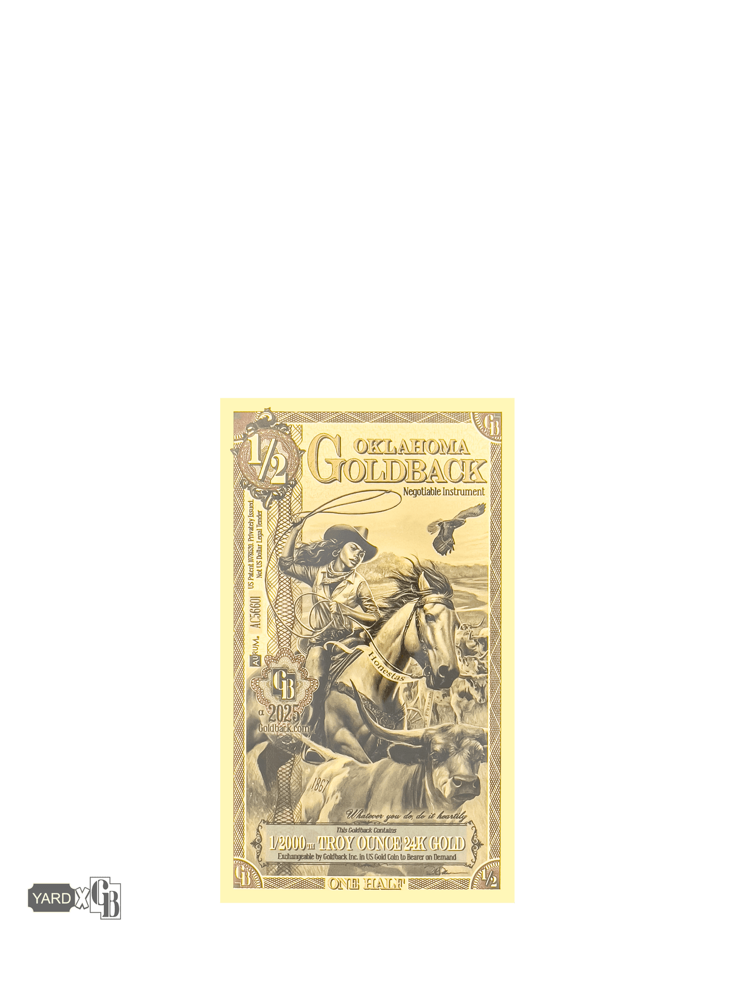 1/2 Oklahoma Goldback | Aurum Gold Foil Note (24k)